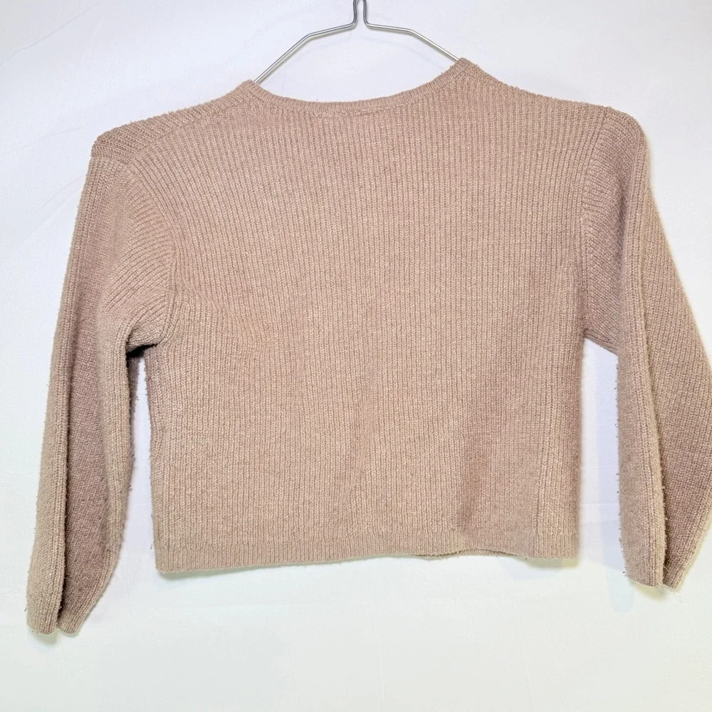 Zara Kids Girls Tan Beige Ribbed Knit Button Front Cardigan Sweater Size 6 116cm